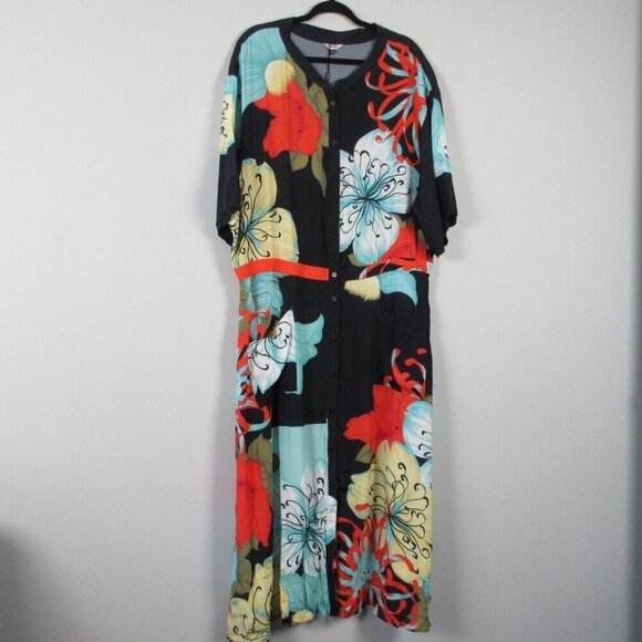 The Kit Coble Shirt Dress 22 Black Camellia Viscose Crepe Occasion Designer 348 - Picture 1 of 10